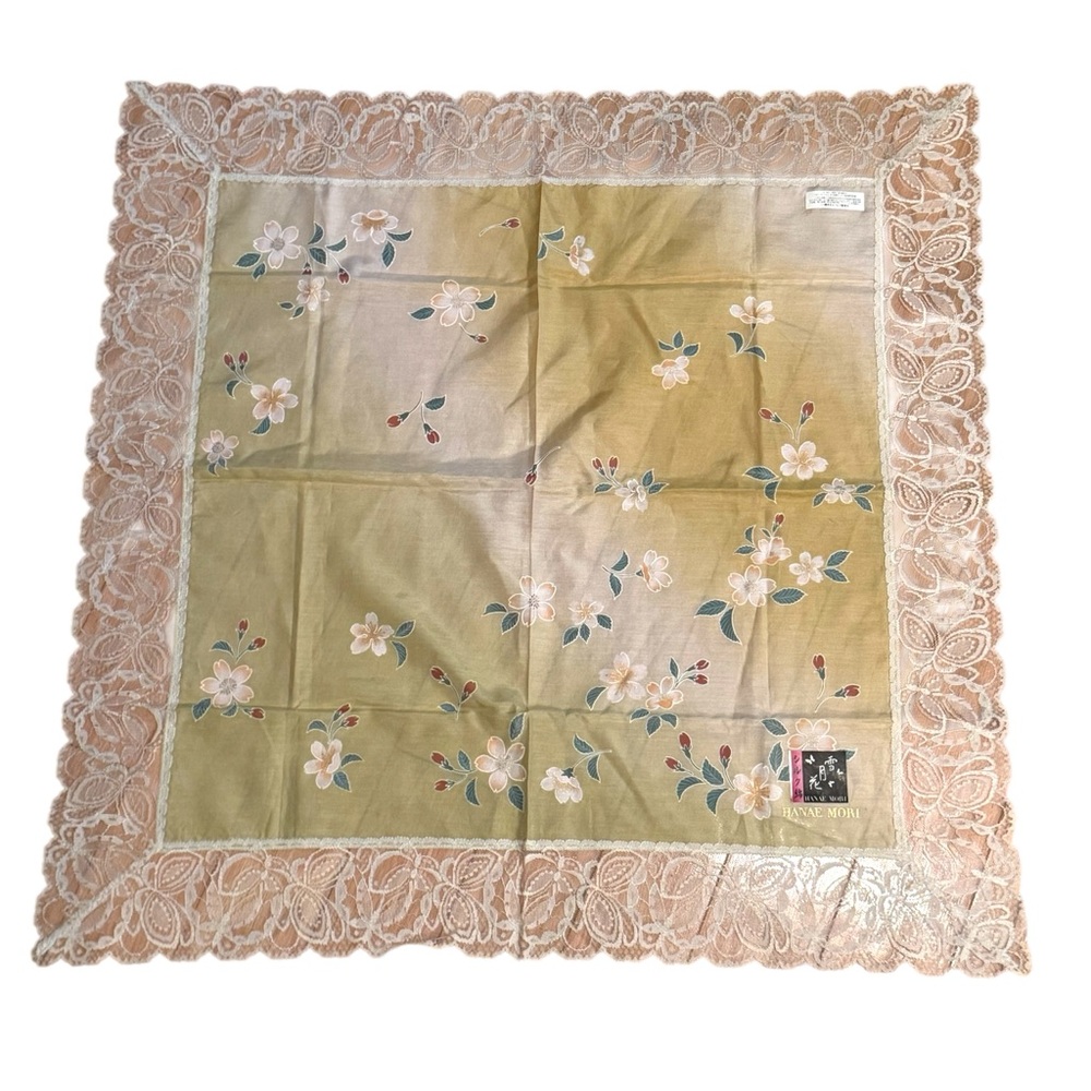 Vintage NWT Hanae Mori Floral Lace Scarf